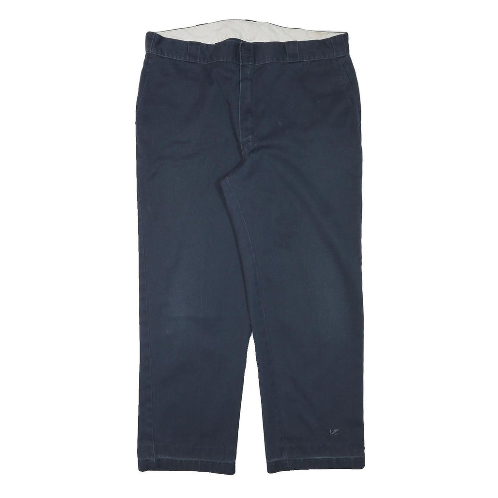 DICKIES Mens Cotton Blend Navy Regular Fit Straight Leg Trousers W38 L28