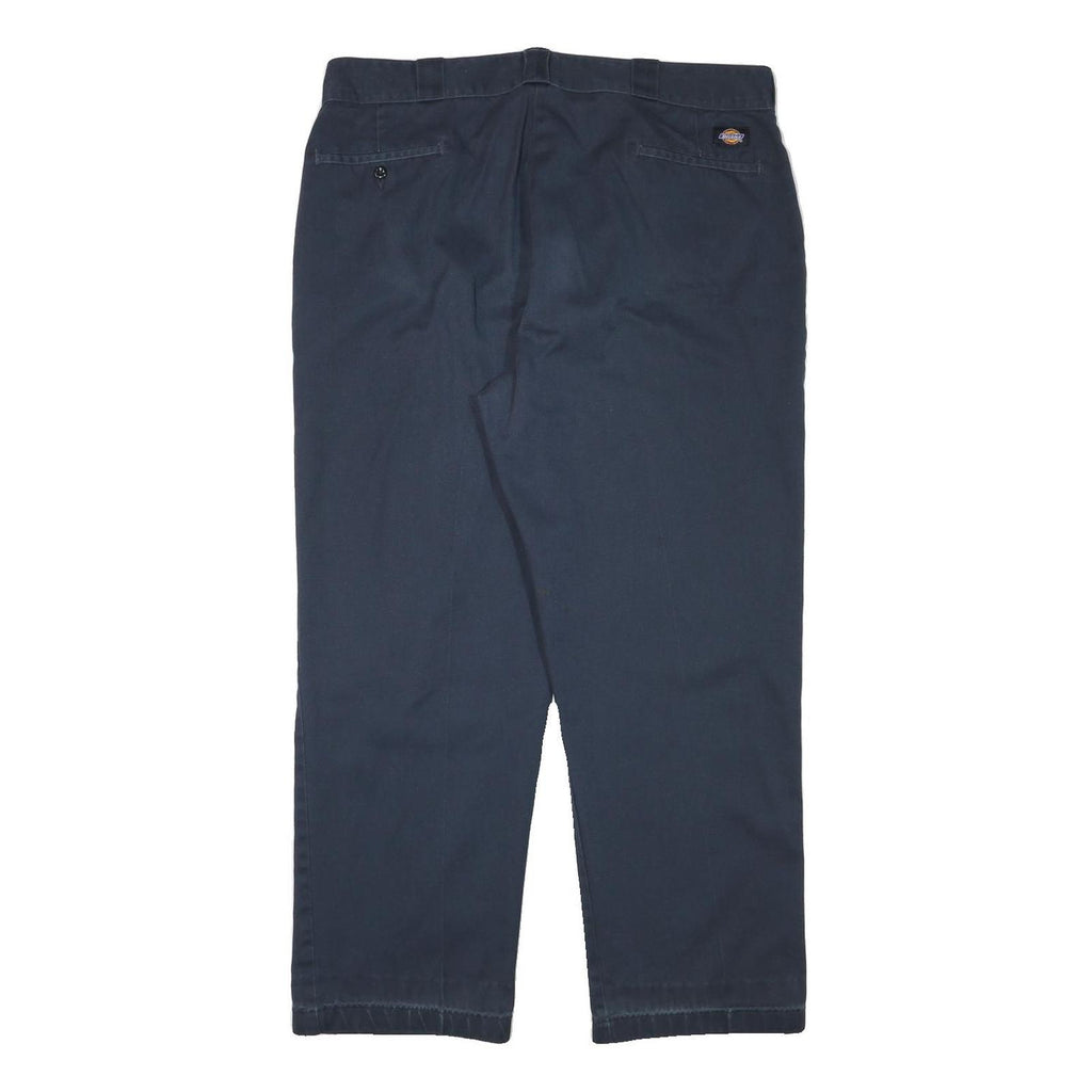 DICKIES Mens Cotton Blend Navy Regular Fit Straight Leg Trousers W38 L28
