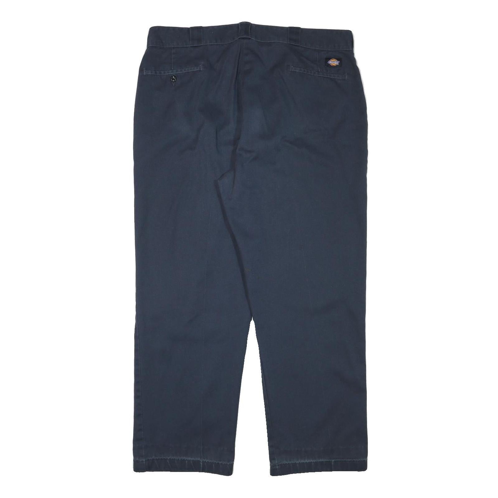 DICKIES Mens Cotton Blend Navy Regular Fit Straight Leg Trousers W38 L28