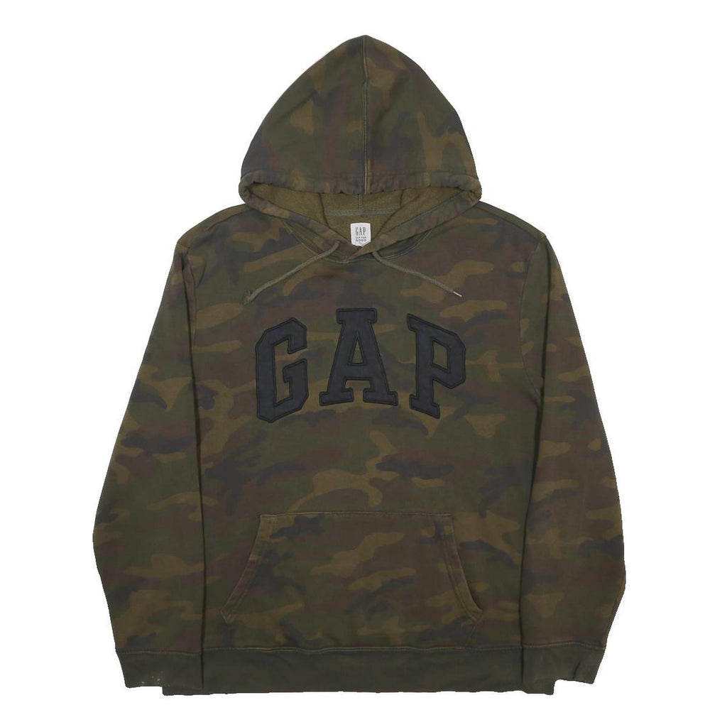 GAP Womens Green Camouflage Pullover Hoodie XL Cotton Blend Casual