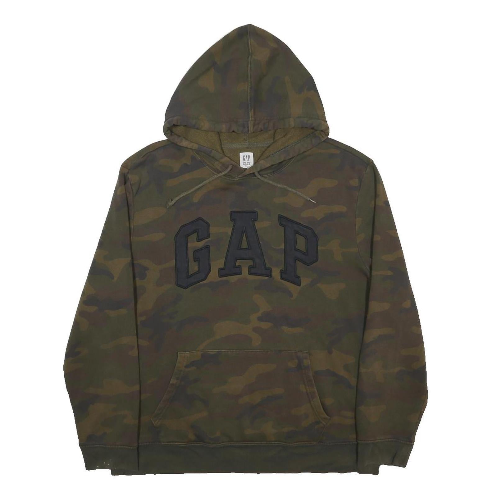 GAP Womens Green Camouflage Pullover Hoodie XL Cotton Blend Casual