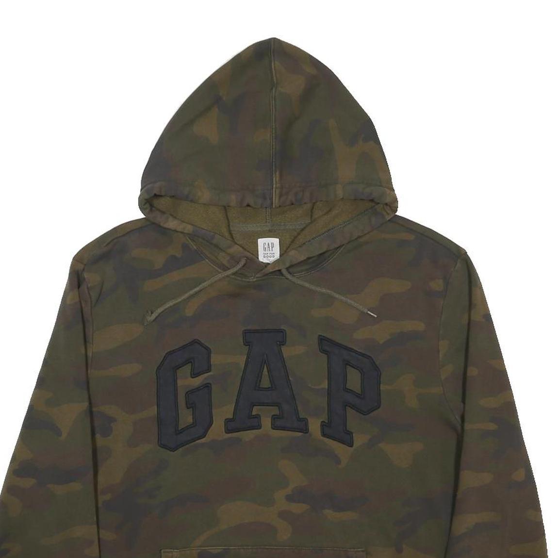 GAP Womens Green Camouflage Pullover Hoodie XL Cotton Blend Casual