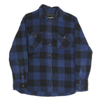 JACHS Mens Blue & Black Check Shirt L Button Pocket Casual Cotton Blend