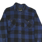 JACHS Mens Blue & Black Check Shirt L Button Pocket Casual Cotton Blend