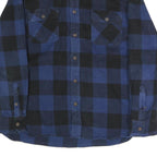 JACHS Mens Blue & Black Check Shirt L Button Pocket Casual Cotton Blend