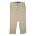 TOMMY HILFIGER Mens Cotton Blend Beige Slim Zip Trousers W35 L28 Classic Casual