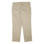 TOMMY HILFIGER Mens Cotton Blend Beige Slim Zip Trousers W35 L28 Classic Casual