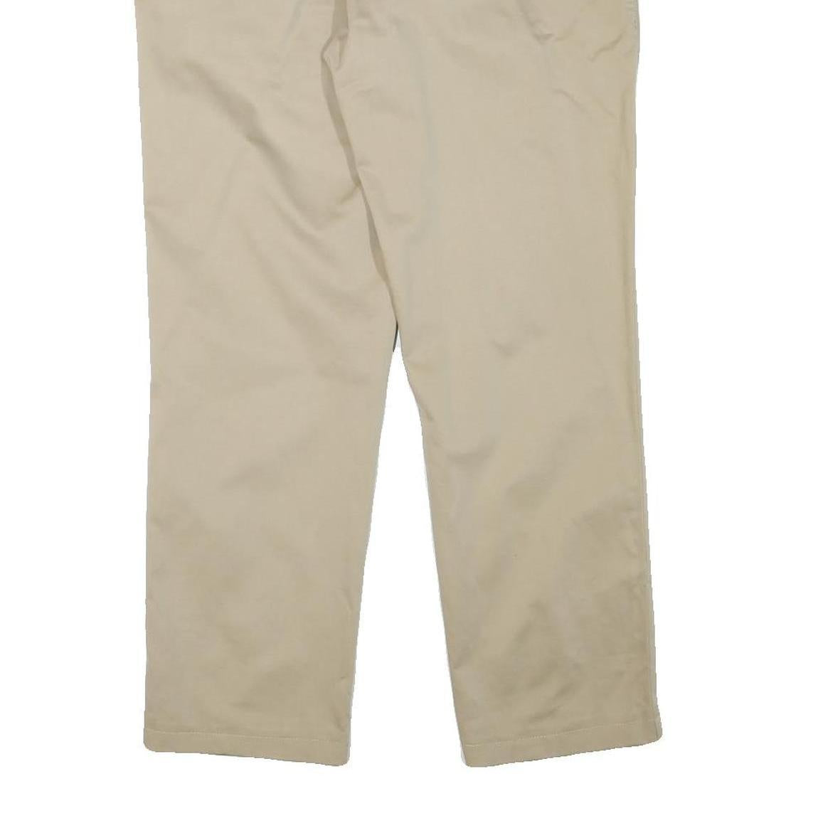 TOMMY HILFIGER Mens Cotton Blend Beige Slim Zip Trousers W35 L28 Classic Casual