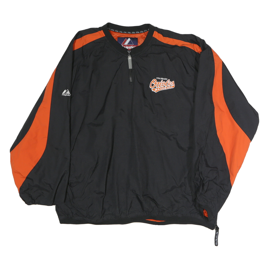 MAJESTIC Mens Black & Orange Colorado Orioles Baseball Crew Neck XL Pullover