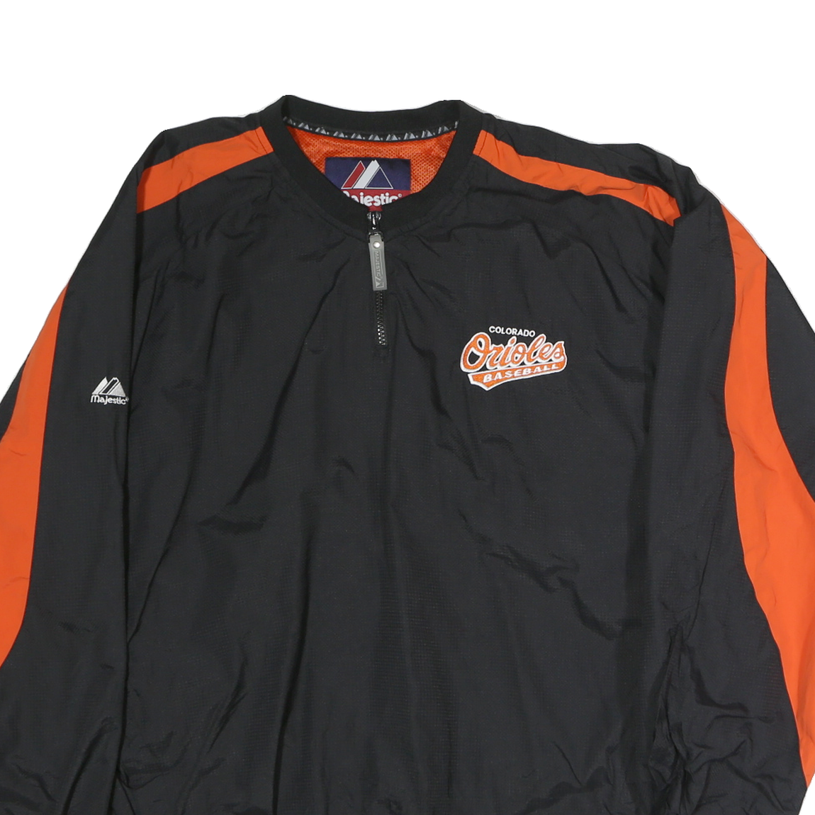 MAJESTIC Mens Black & Orange Colorado Orioles Baseball Crew Neck XL Pullover