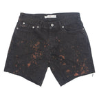 TOMMY HILFIGER Cut Off Mens Denim Shorts Black Crazy Pattern M W30