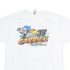 GILDAN Mens White Blake Carrick Racing Graphic T-Shirt XL Short Sleeve Crew Neck