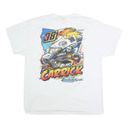 GILDAN Mens White Blake Carrick Racing Graphic T-Shirt XL Short Sleeve Crew Neck