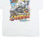 GILDAN Mens White Blake Carrick Racing Graphic T-Shirt XL Short Sleeve Crew Neck