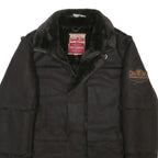 JUST WIN Mens Black Outdoor Jacket L Polyester Woven Plain Zip Casual Warm