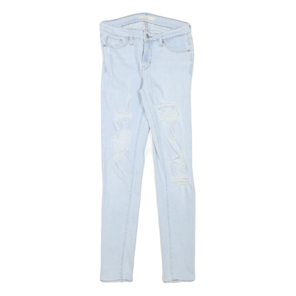 LEVI'S Womens Jeans Blue Slim Skinny Denim Light W25 L28 Distressed Zip