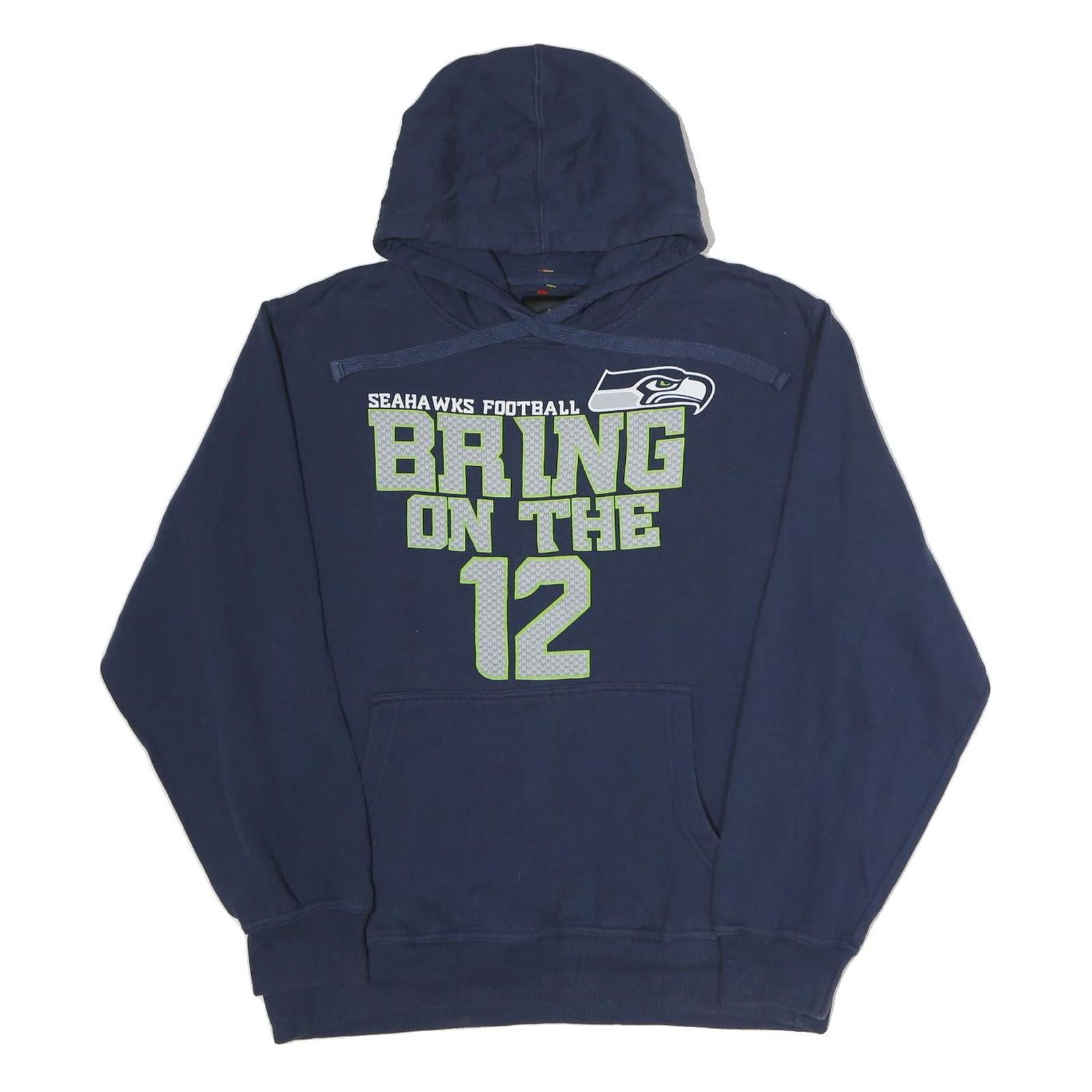 NFL Mens Navy Seahawks Football Bring On The 12 Hoodie XL Cotton Comfort
