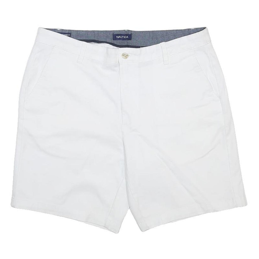 NAUTICA Mens White Casual Shorts L W35 Cotton Blend Classic Fit Pockets