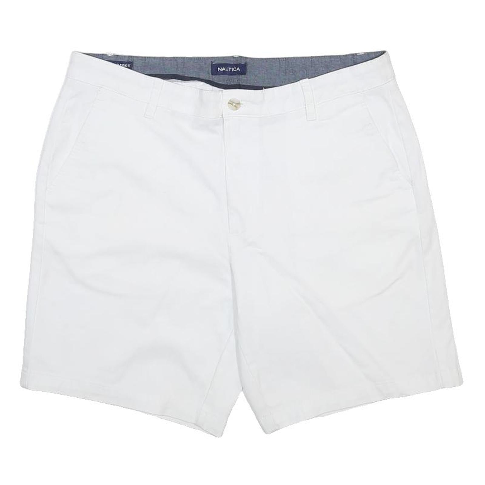 NAUTICA Mens White Casual Shorts L W35 Cotton Blend Classic Fit Pockets