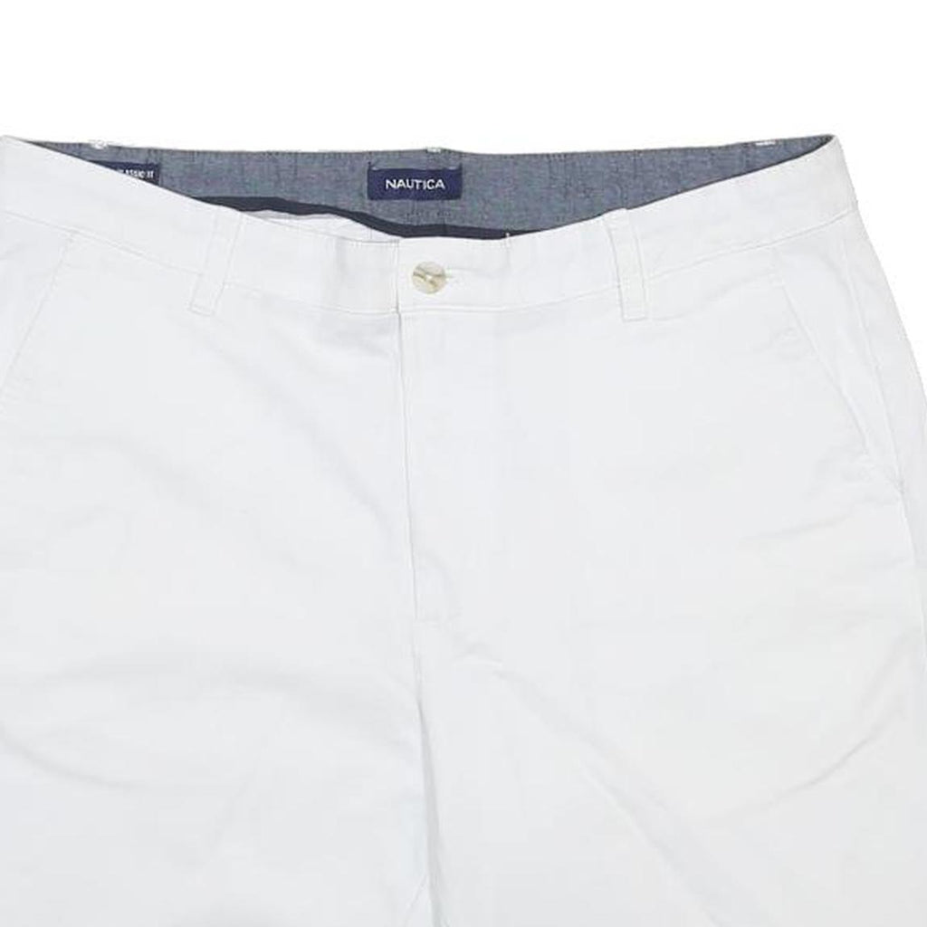 NAUTICA Mens White Casual Shorts L W35 Cotton Blend Classic Fit Pockets