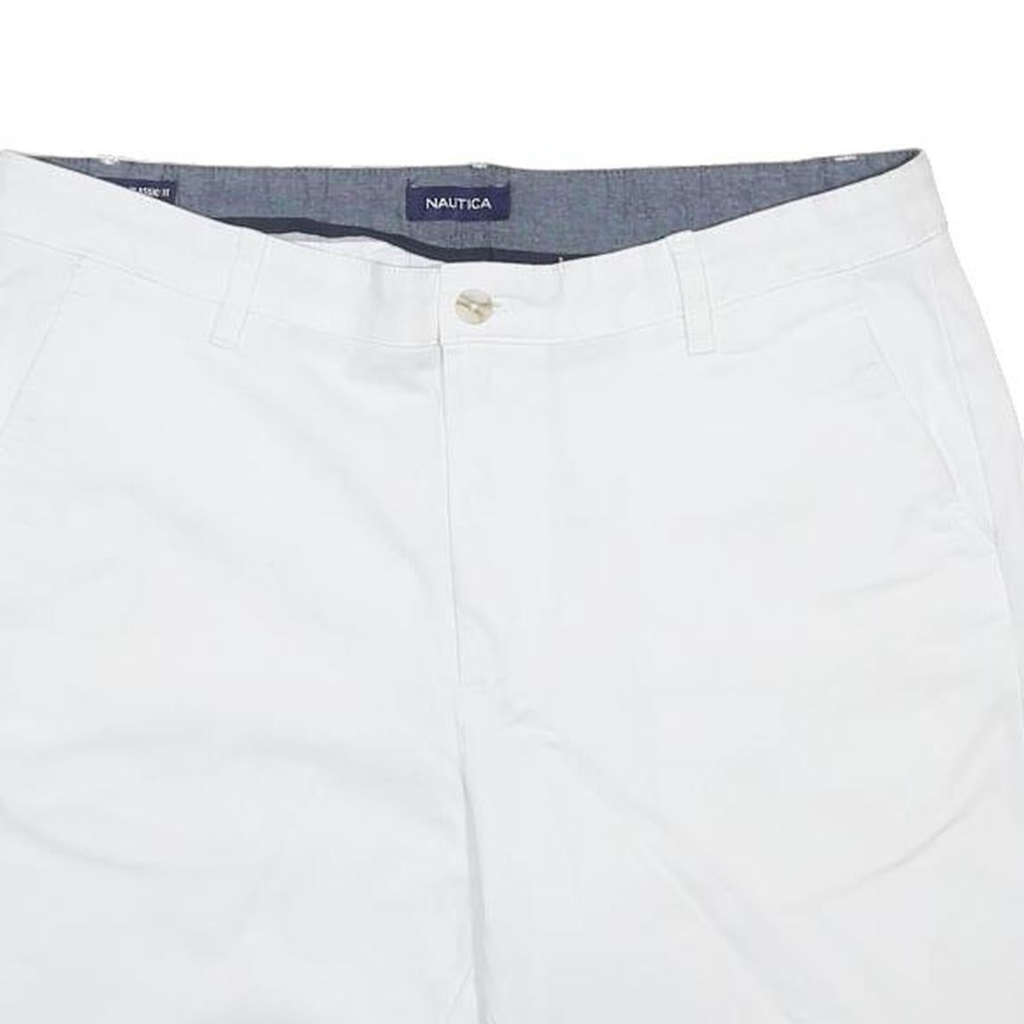 NAUTICA Mens White Casual Shorts L W35 Cotton Blend Classic Fit Pockets