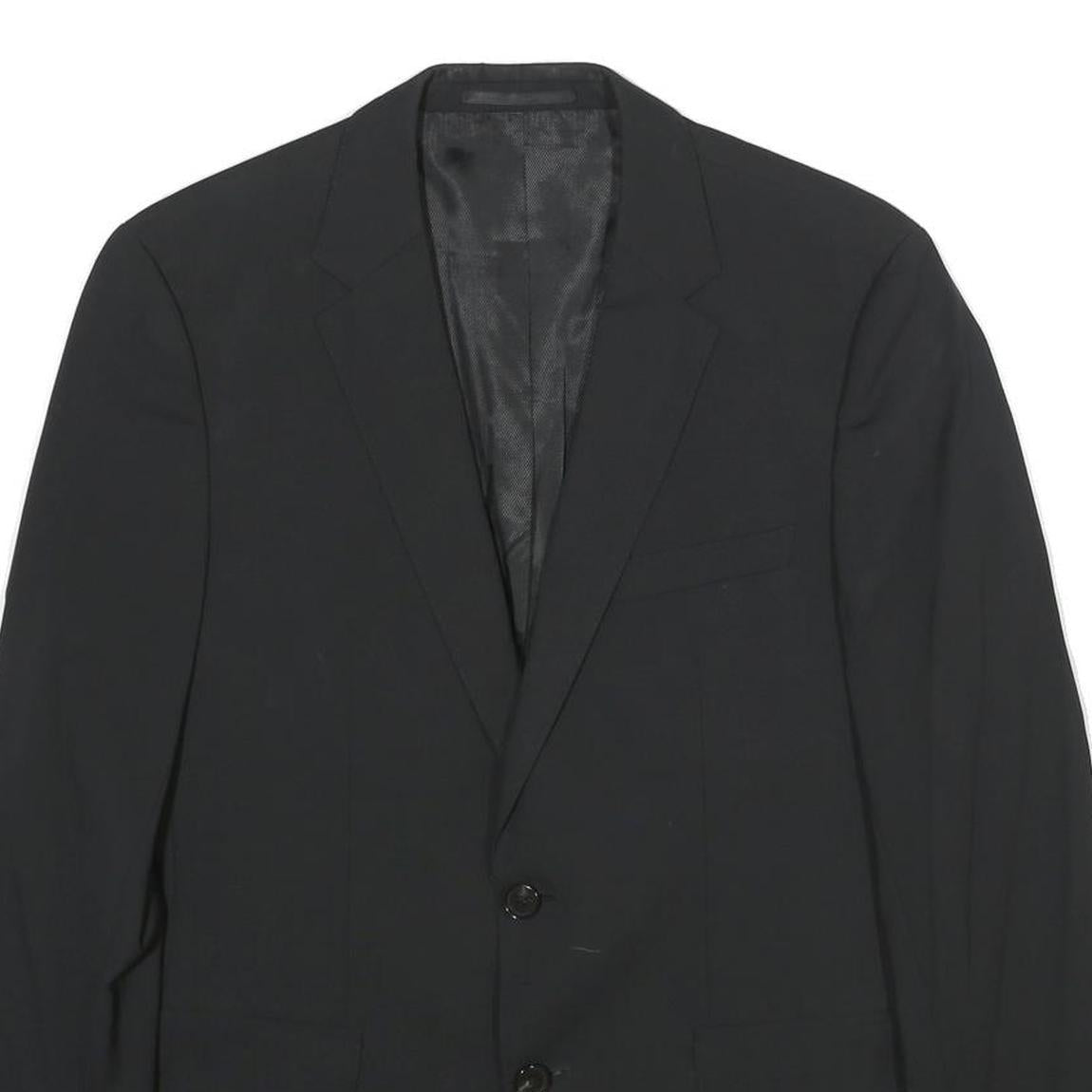 BOSS Mens Black Wool Blend Classic Jacket M Woven Button Formal Smart