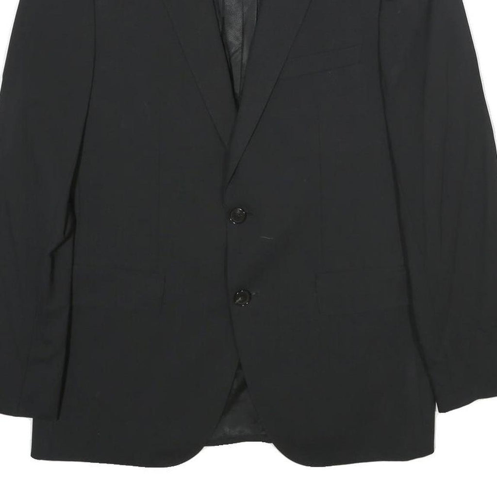 BOSS Mens Black Wool Blend Classic Jacket M Woven Button Formal Smart