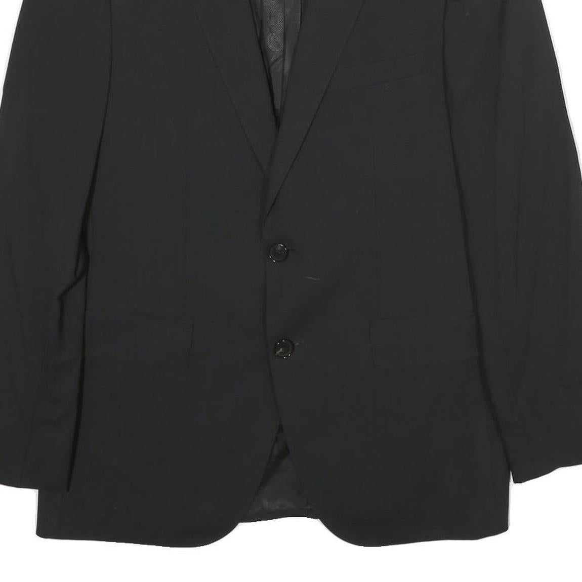BOSS Mens Black Wool Blend Classic Jacket M Woven Button Formal Smart