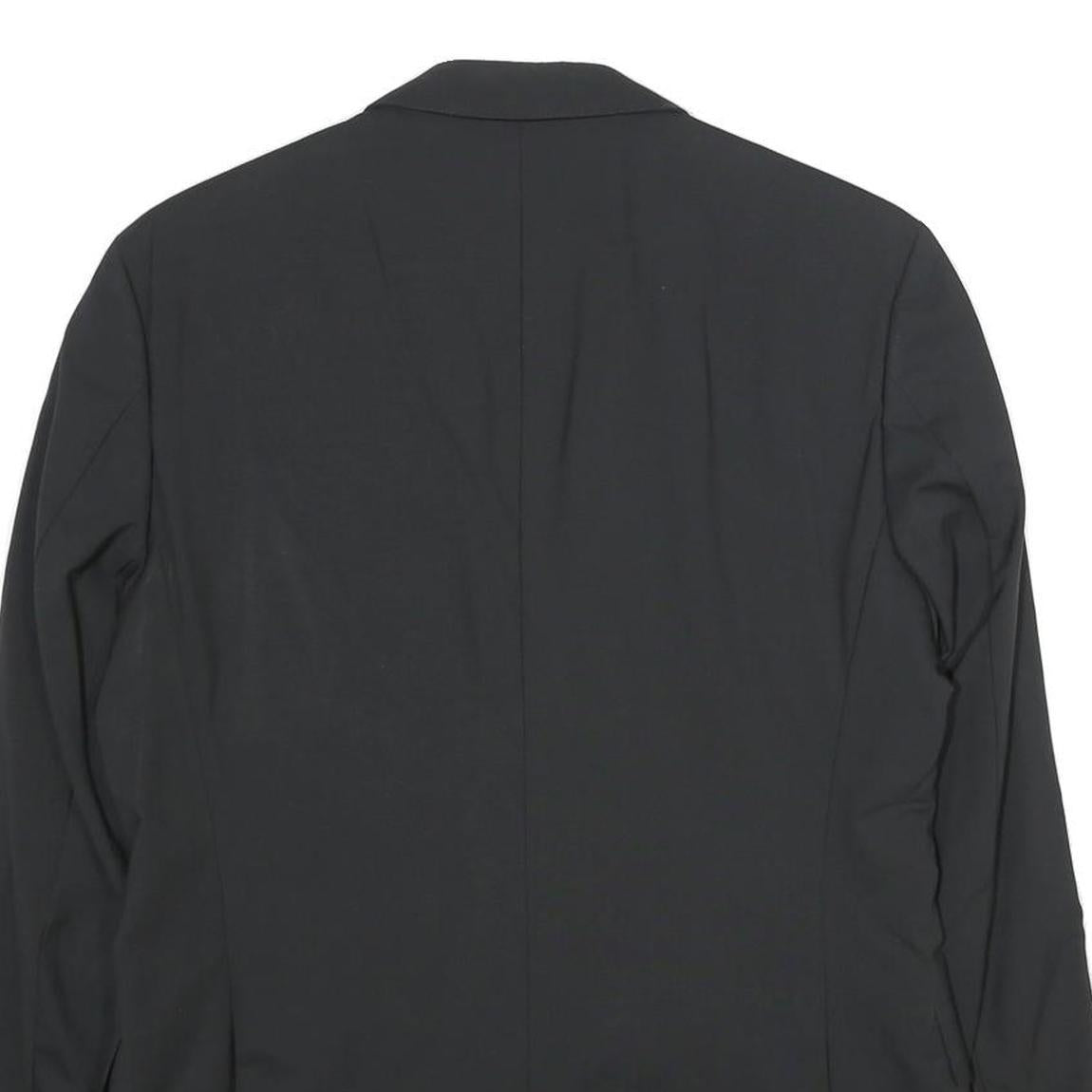 BOSS Mens Black Wool Blend Classic Jacket M Woven Button Formal Smart