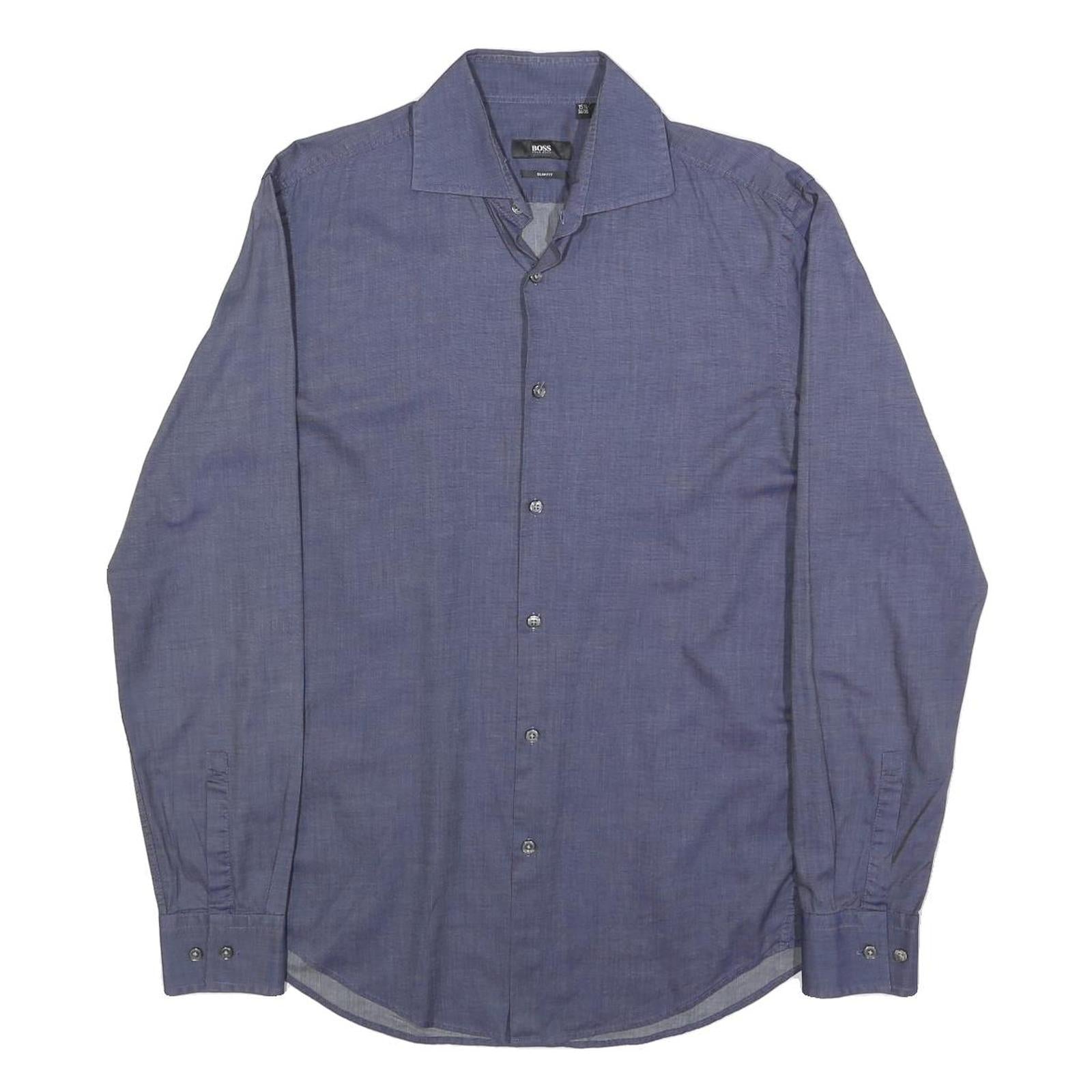 BOSS HUGO BOSS Mens Blue Shirt M Classic Cotton Long Sleeve Button Down