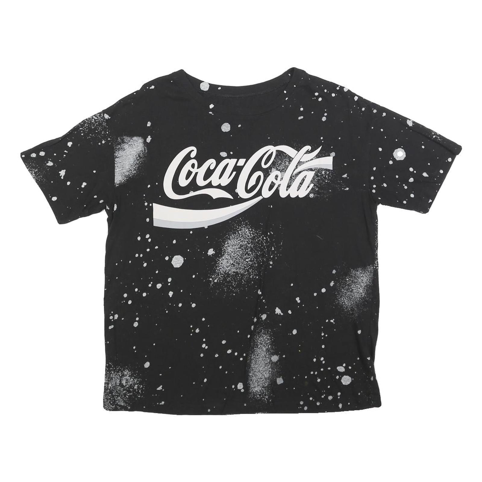 COCA COLA Womens Black & White Splatter Graphic T-Shirt M Short Sleeve Crew Neck