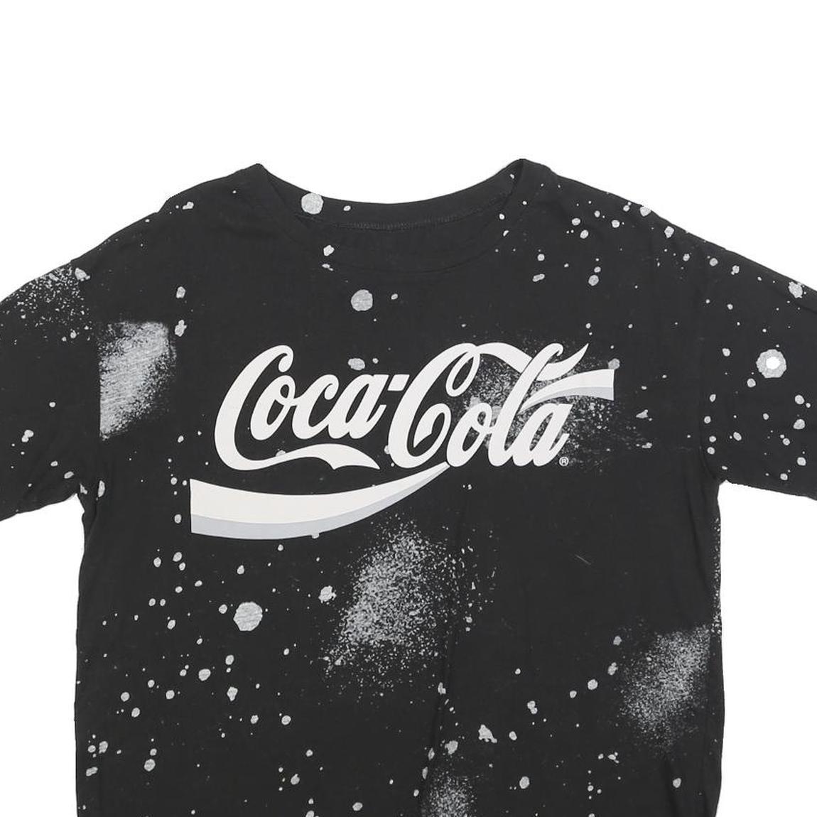 COCA COLA Womens Black & White Splatter Graphic T-Shirt M Short Sleeve Crew Neck