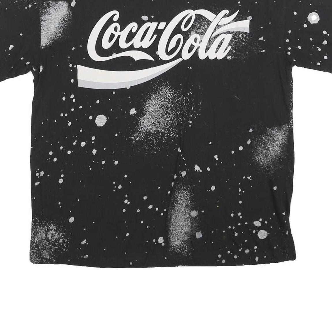 COCA COLA Womens Black & White Splatter Graphic T-Shirt M Short Sleeve Crew Neck