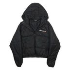 ELLESSE Womens Black Jacket UK 8 Polyester Puffer Zip Hooded Casual