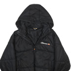 ELLESSE Womens Black Jacket UK 8 Polyester Puffer Zip Hooded Casual