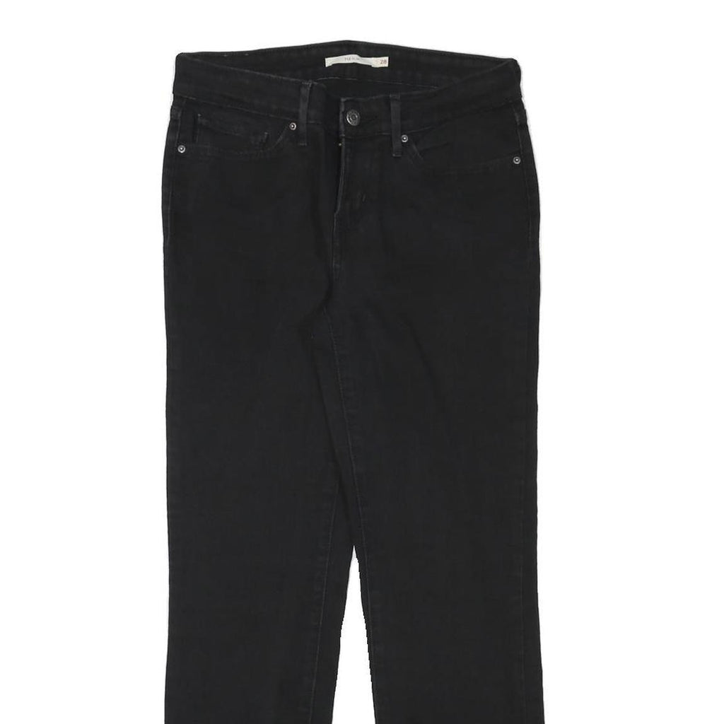 LEVI'S Womens Black Slim Skinny Denim Jeans Cotton Blend Zip W28 L27 Stretch