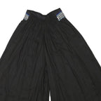 Womens Black Loose Rayon Trousers W24 L18 Embroidered Waist Casual Summer