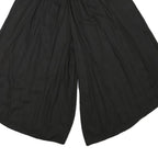 Womens Black Loose Rayon Trousers W24 L18 Embroidered Waist Casual Summer