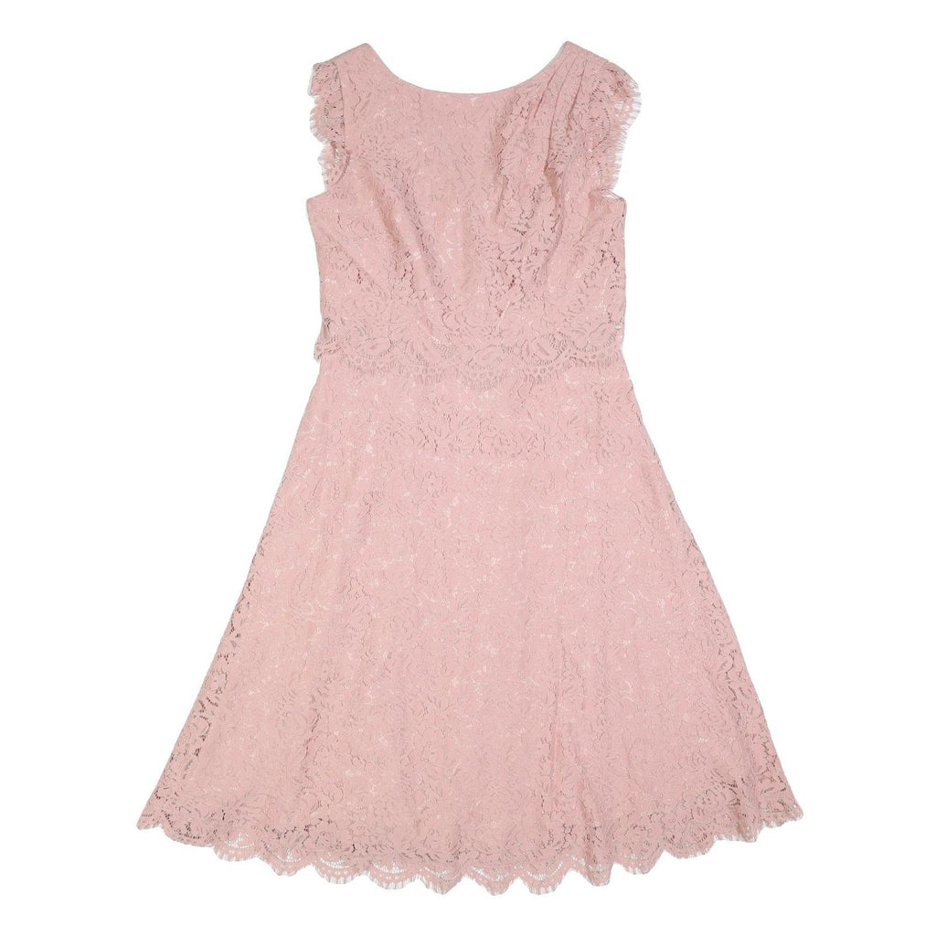 JENNY PACKHAM Womens Pink Lace Fit & Flare Midi Dress UK 12 Elegant Overlay
