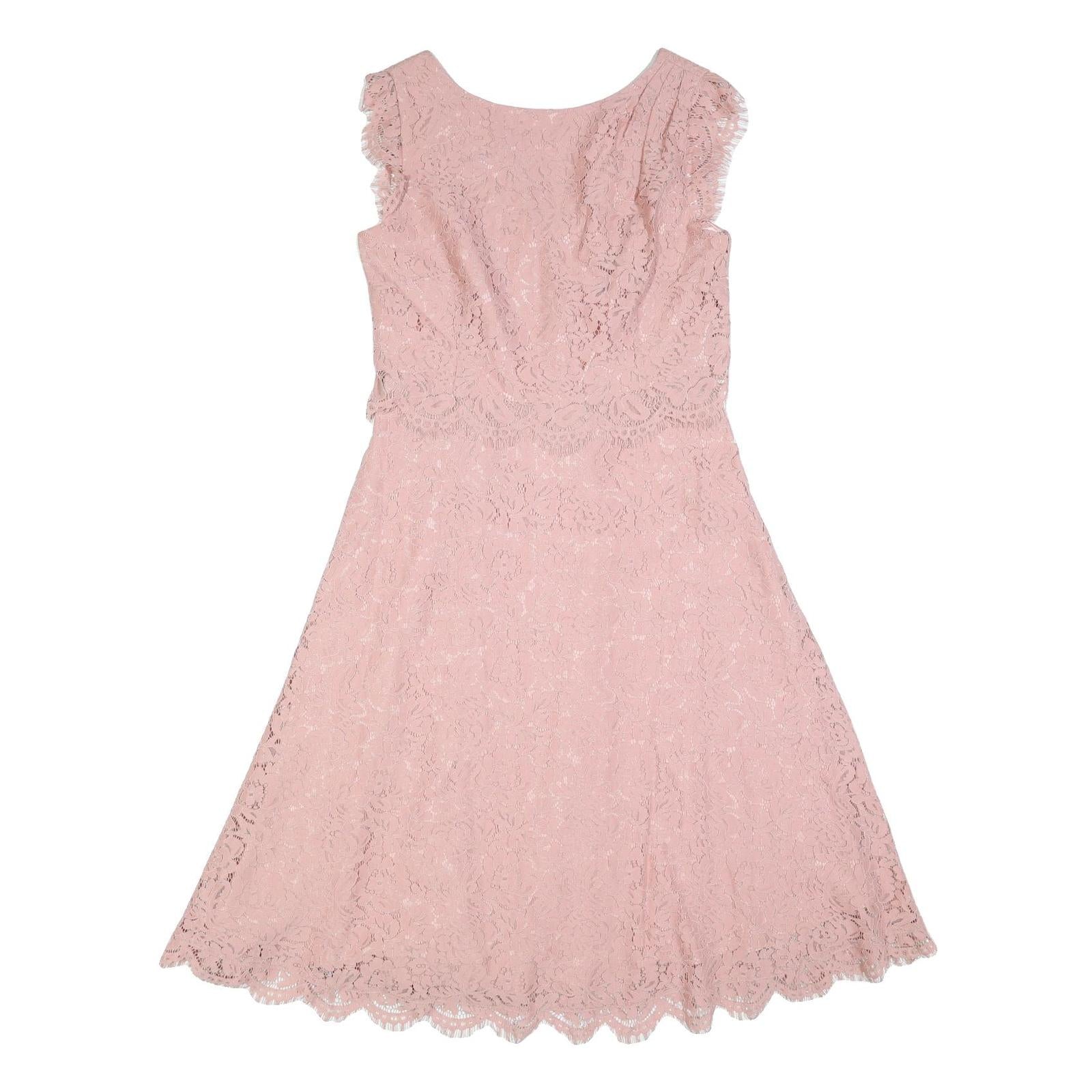 JENNY PACKHAM Womens Pink Lace Fit & Flare Midi Dress UK 12 Elegant Overlay