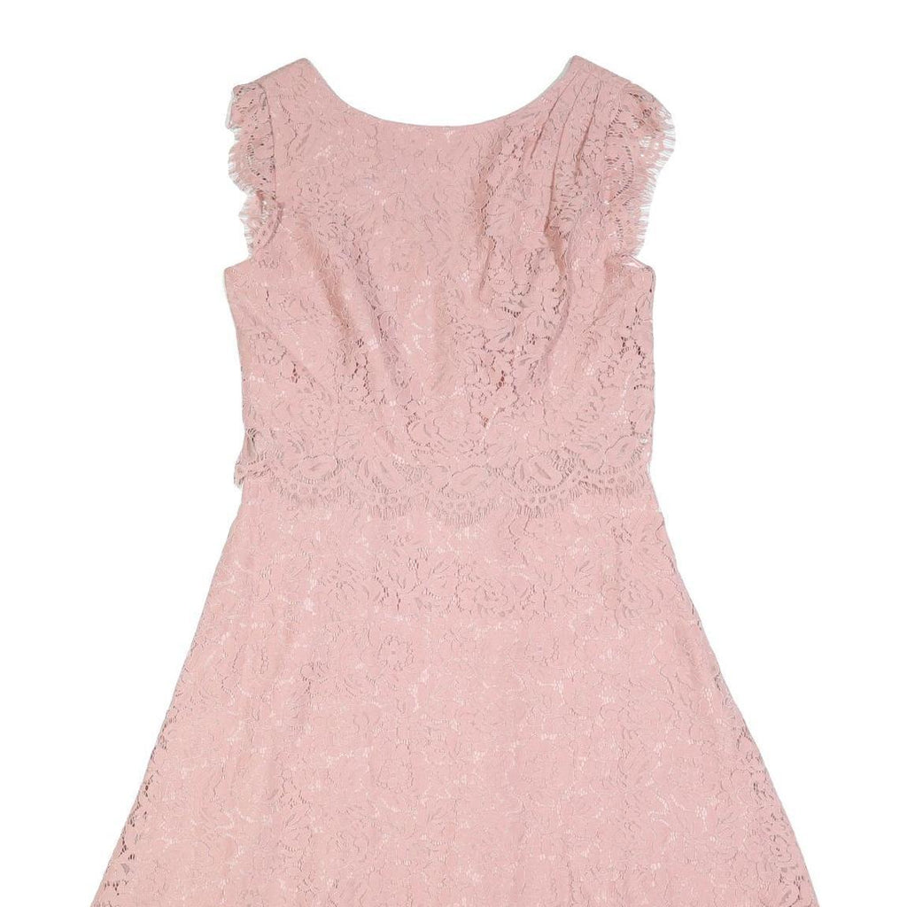 JENNY PACKHAM Womens Pink Lace Fit & Flare Midi Dress UK 12 Elegant Overlay