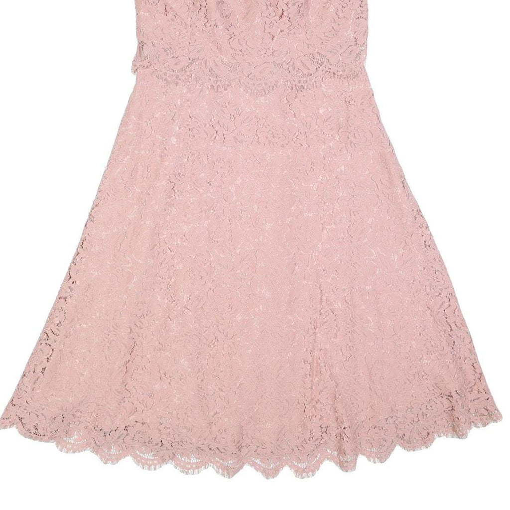 JENNY PACKHAM Womens Pink Lace Fit & Flare Midi Dress UK 12 Elegant Overlay