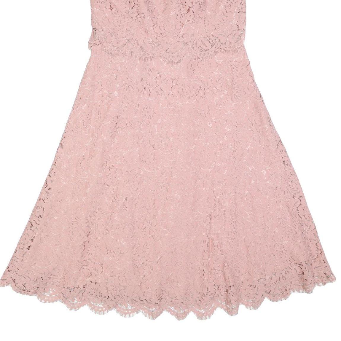 JENNY PACKHAM Womens Pink Lace Fit & Flare Midi Dress UK 12 Elegant Overlay