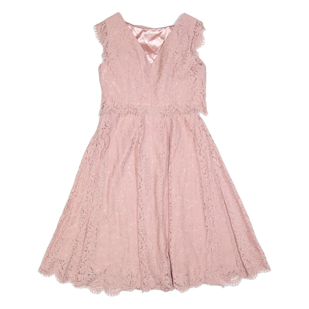 JENNY PACKHAM Womens Pink Lace Fit & Flare Midi Dress UK 12 Elegant Overlay