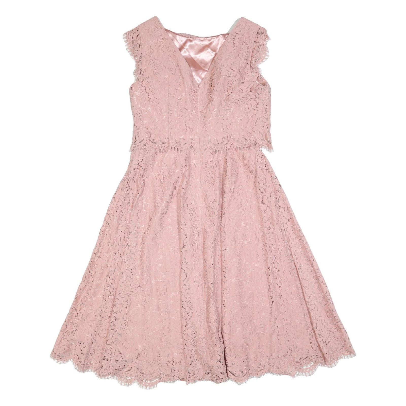 JENNY PACKHAM Womens Pink Lace Fit & Flare Midi Dress UK 12 Elegant Overlay