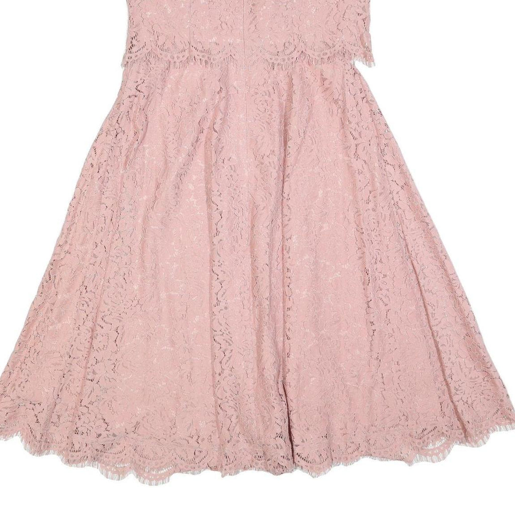 JENNY PACKHAM Womens Pink Lace Fit & Flare Midi Dress UK 12 Elegant Overlay