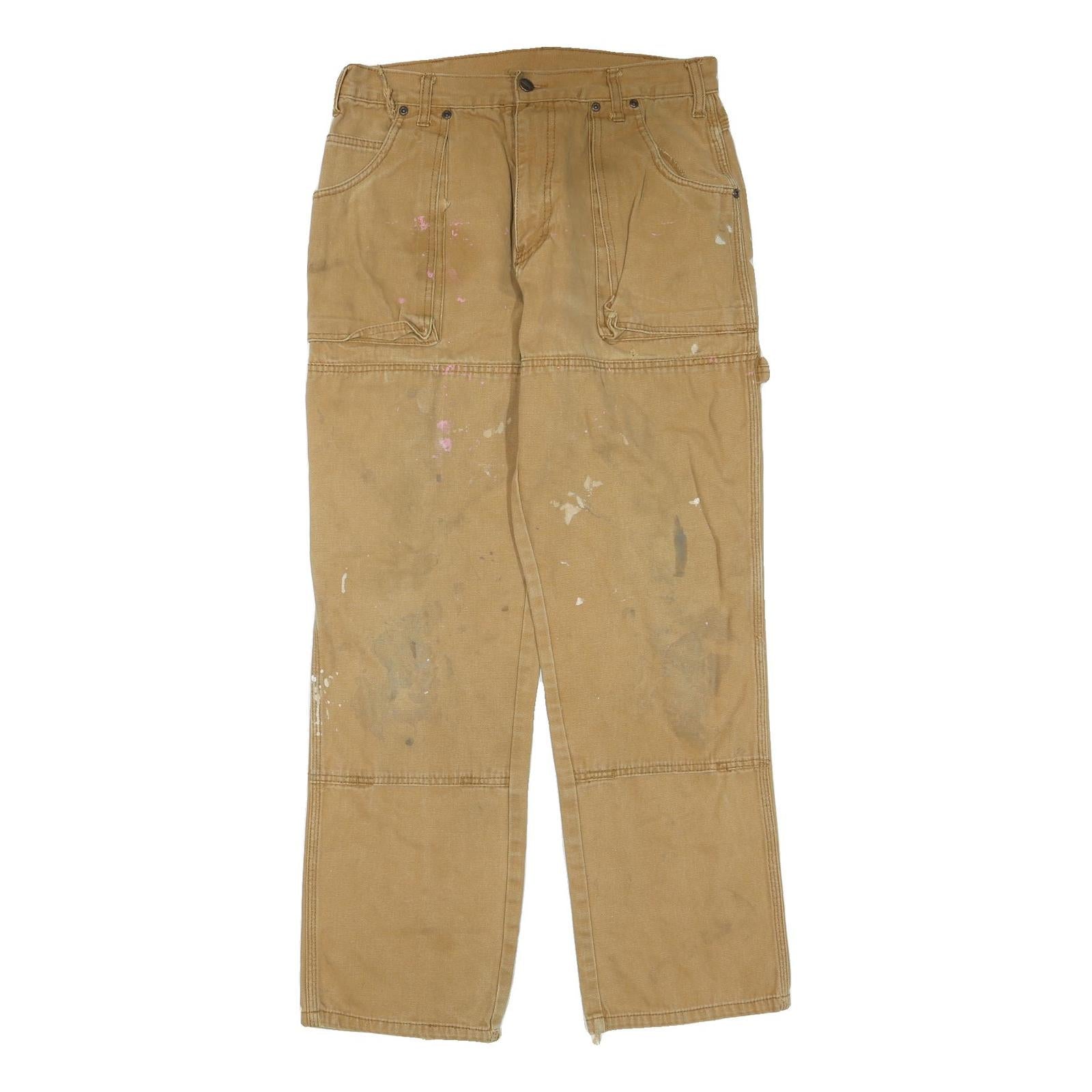 DICKIES Mens Regular Fit Beige Cotton Blend Zip Closure Jeans W32 L30 Workwear