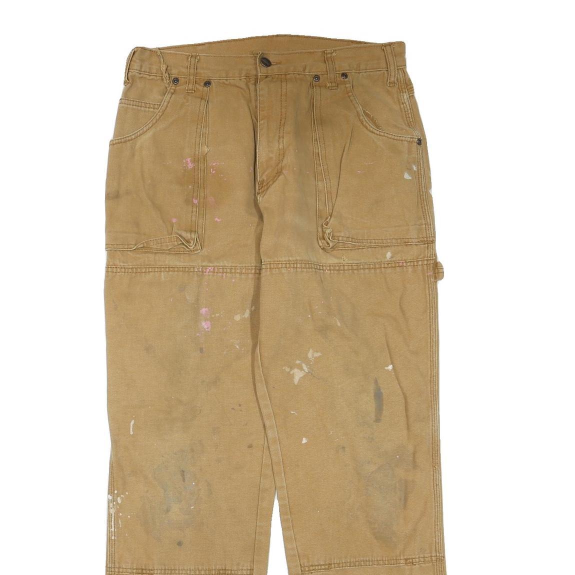 DICKIES Mens Regular Fit Beige Cotton Blend Zip Closure Jeans W32 L30 Workwear