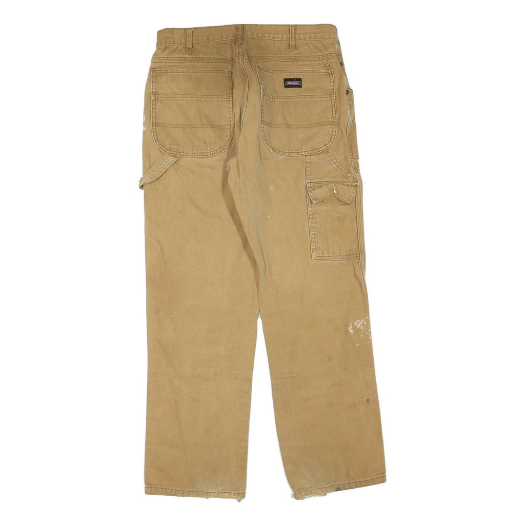 DICKIES Mens Regular Fit Beige Cotton Blend Zip Closure Jeans W32 L30 Workwear