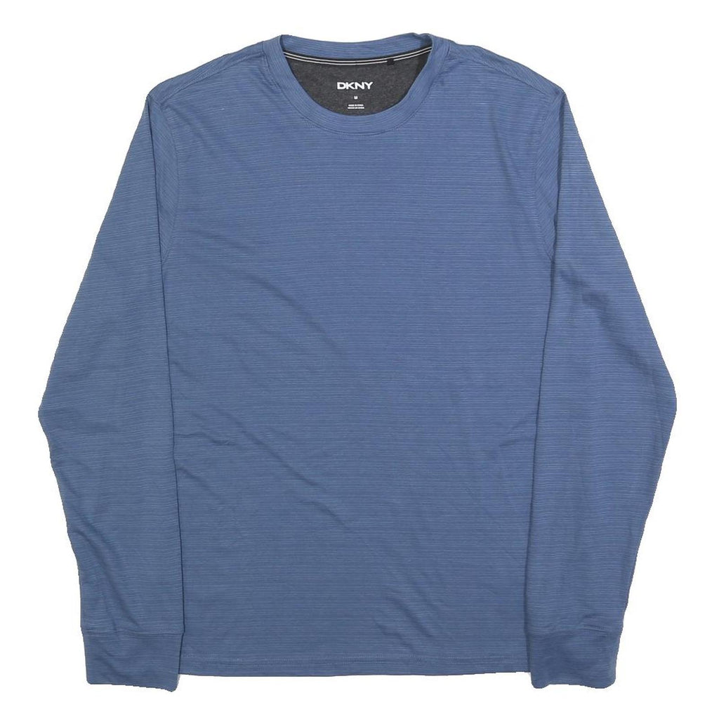 DKNY Mens Blue Long Sleeve Crew Neck T-Shirt M Polyester Blend Lightweight